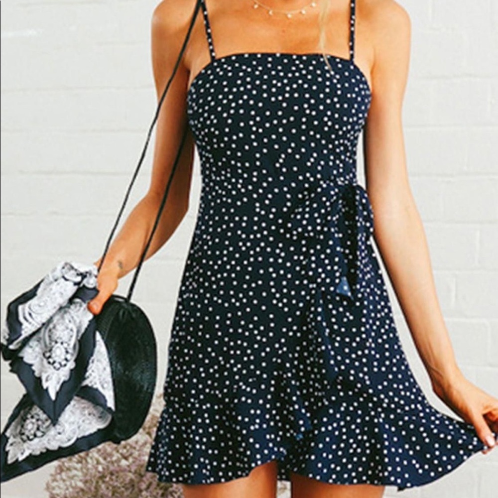 Blue and White Polka Dot Dress